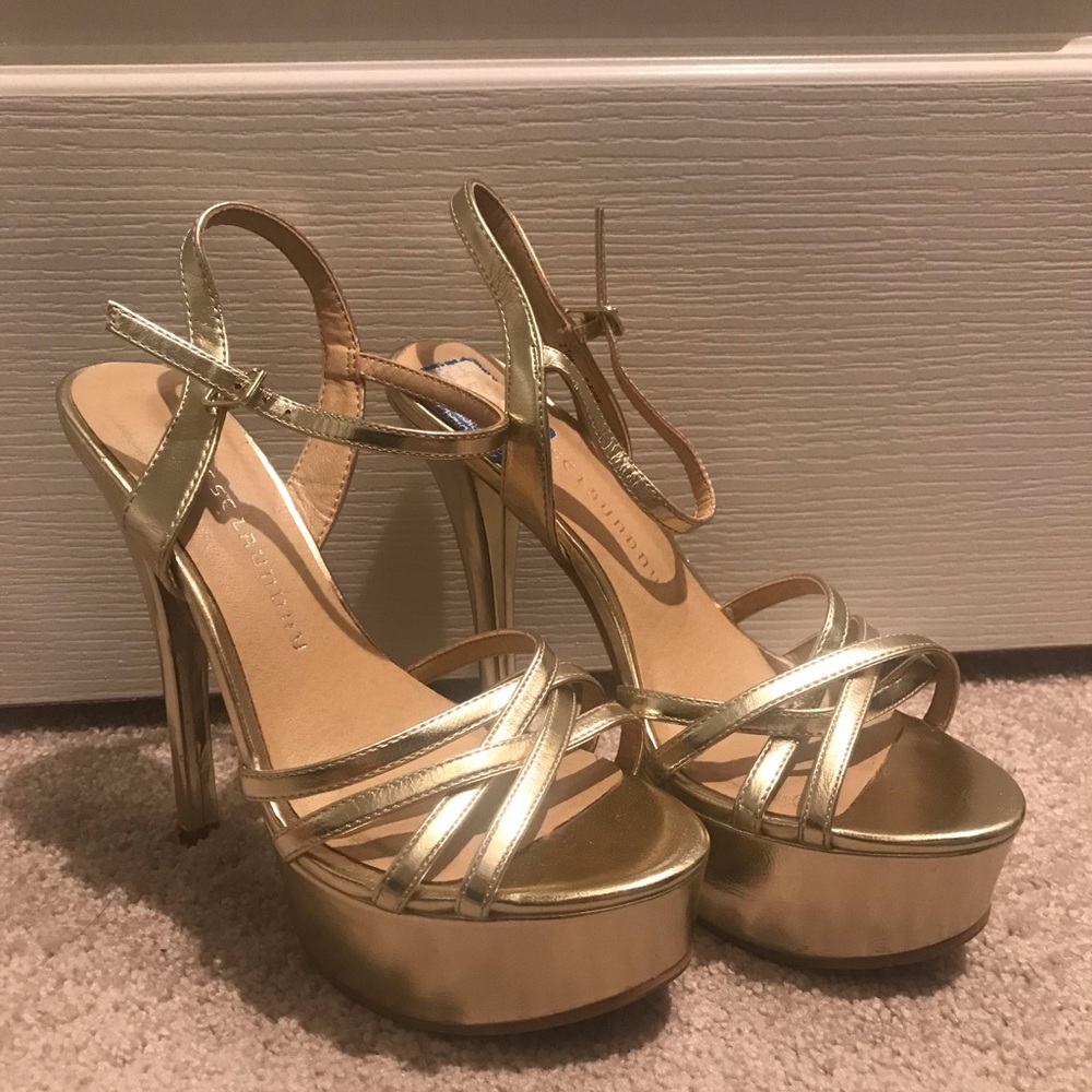 Chinese Laundry gold platform shoes